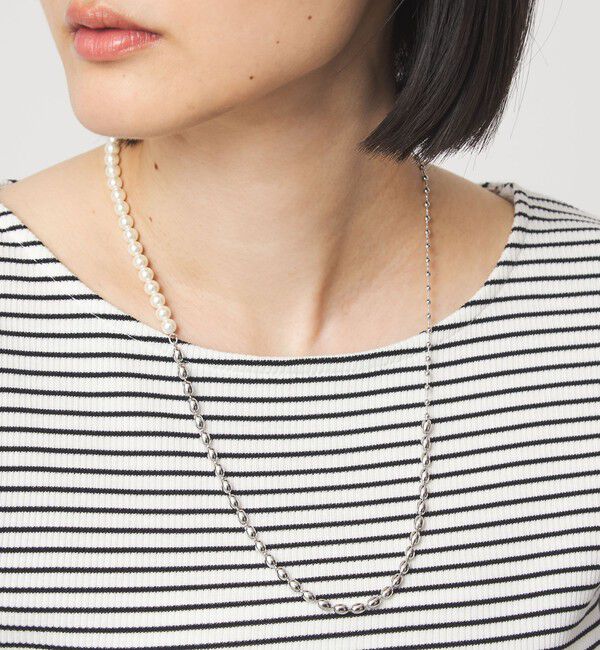 UNITED ARROWS green label relaxing「2WAY ボールチェーン＆フェイクパール ネックレス」|ネックレス|SILVER