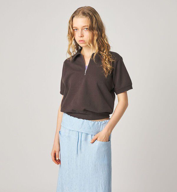 STEVEN ALAN「＜Steven Alan＞コットン スウェット ハーフジップ プルオーバー」|Tシャツ・カットソー|DK.BROWN