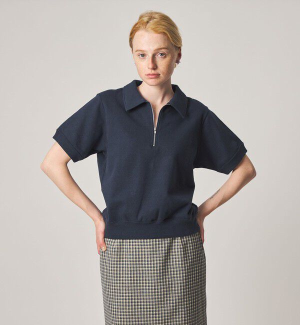 STEVEN ALAN「＜Steven Alan＞コットン スウェット ハーフジップ プルオーバー」|Tシャツ・カットソー|NAVY