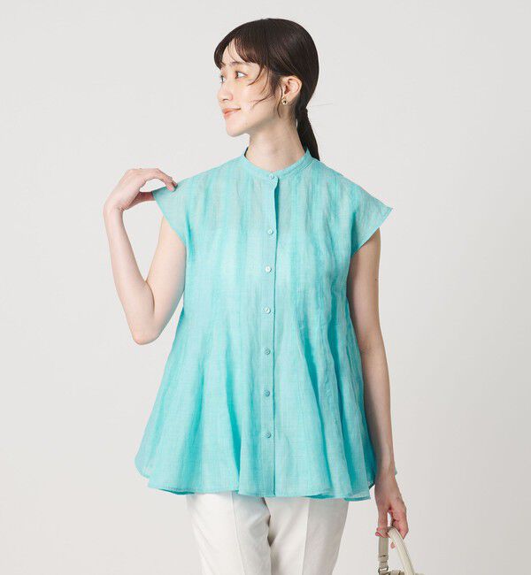 UNITED ARROWS「フレンチスリーブ ブラウス ‐ウォッシャブル‐」|シャツ・ブラウス|TURQUOISE