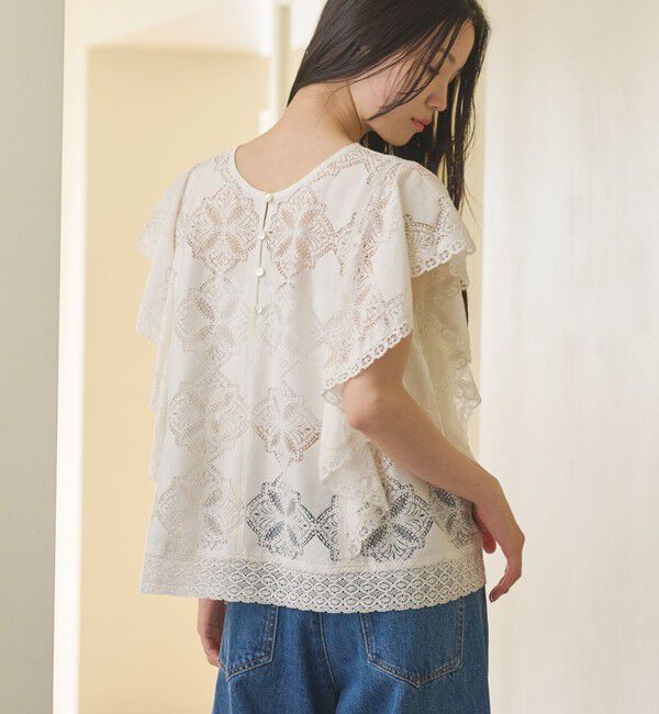 BEAUTY&YOUTH UNITED ARROWS「【WEB限定 Wardrobe DAILY MINIMAL】レース 2WAYブラウス ウォッシャブル」|シャツ・ブラウス|OFF WHITE