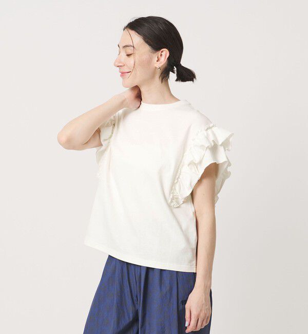BEAUTY&YOUTH UNITED ARROWS「コットンフリル ショートスリーブ カットソー」|Tシャツ・カットソー|WHITE
