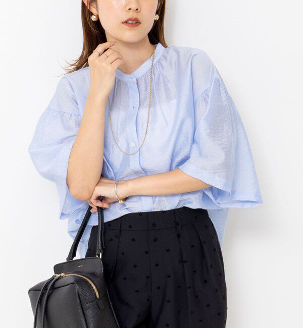 NOLLEY'S「【BECシリーズ】ウォッシャブル袖2ＷAYシアーブラウス」|シャツ・ブラウス|サックス