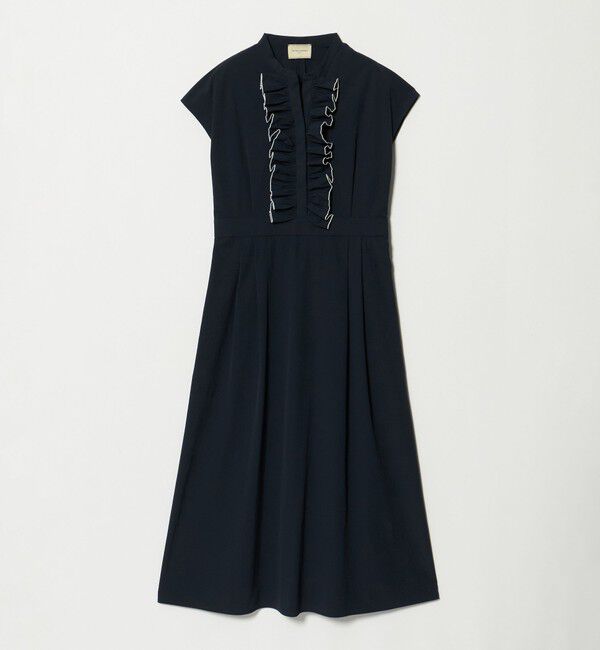 UNITED ARROWS「メロー フリル スキッパー ワンピース ‐防シワ 吸水速乾 UVカット 遮熱性 接触冷感‐」|ワンピース|NAVY