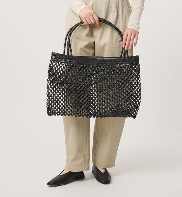 ODETTE E ODILE「＜Diminutivo＞ スカシアミメッシュ L」|かごバッグ|BLACK
