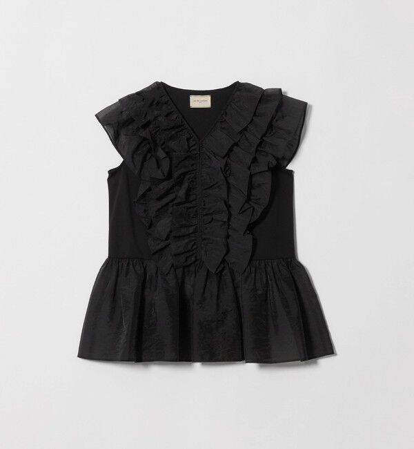UNITED ARROWS「レディー フリル チュール カットソー ‐ウォッシャブル‐」|Tシャツ・カットソー|BLACK