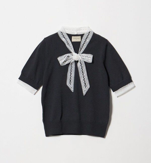 UNITED ARROWS「4WAY ボウタイレース ショートスリーブ ニット」|ニット・セーター|DK.GRAY