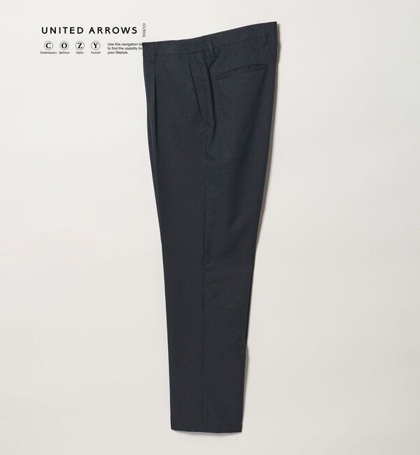 UNITED ARROWS「COOL DOTS プリント サイドシャーリング 1プリーツ パンツ ウォッシャブル ストレッチ」|スラックス|NAVY