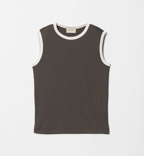 UNITED ARROWS「リブ バイカラーパイピング ノースリーブ Tシャツ」|タンクトップ|DK.GRAY