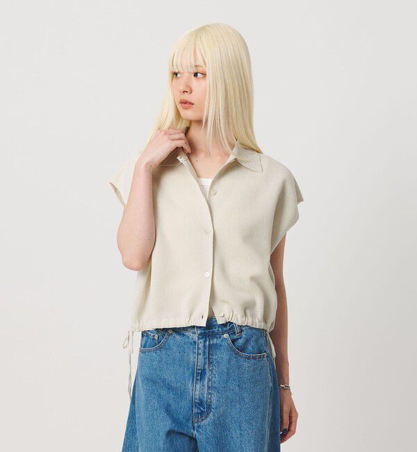 BEAUTY&YOUTH UNITED ARROWS「ヘムドローストリング シャツカーディガン ウォッシャブル」|ニット・セーター|OFF WHITE