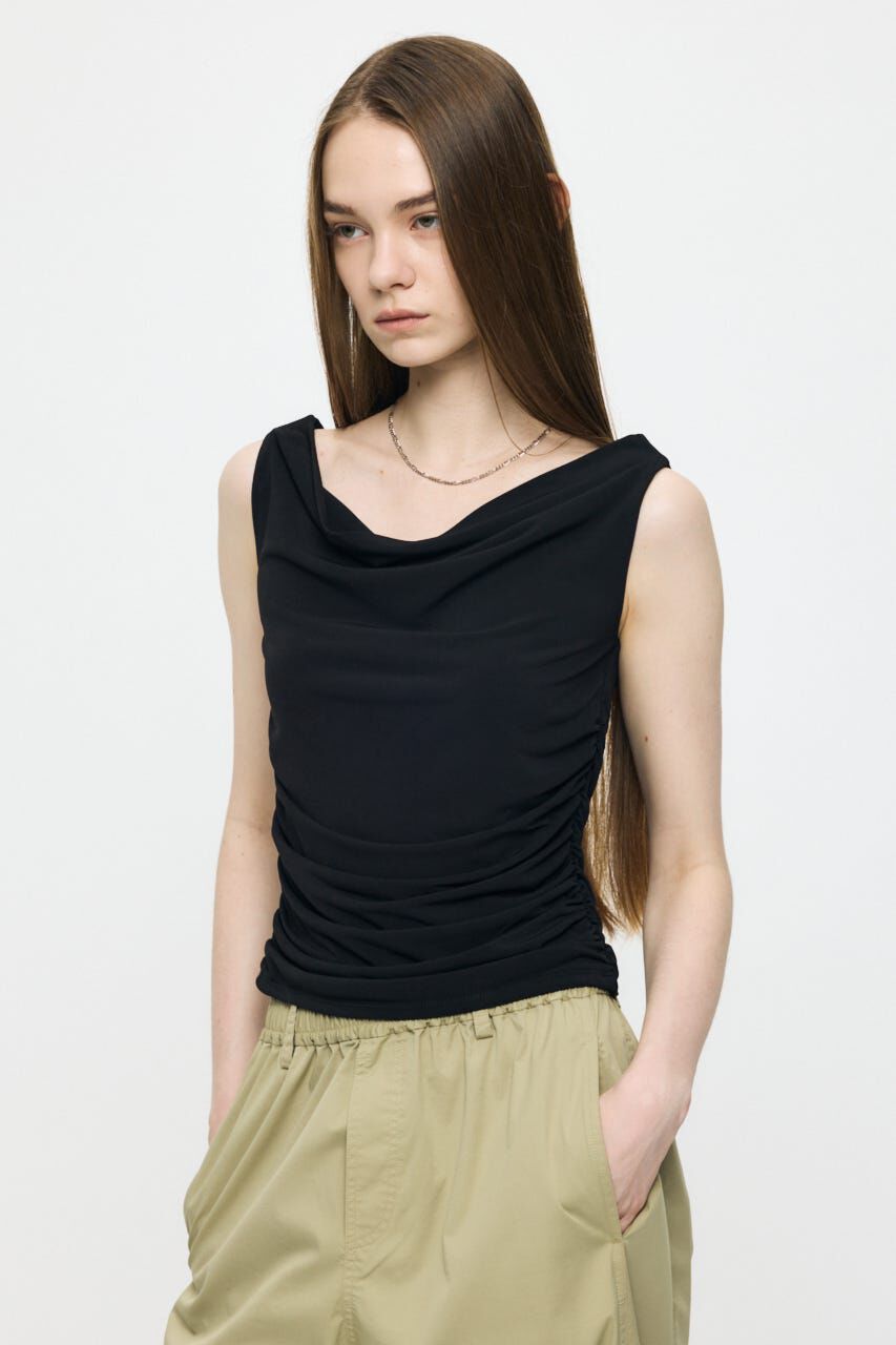 MOUSSY「WAIST GATHER DRAPE トップス」|その他|BLK