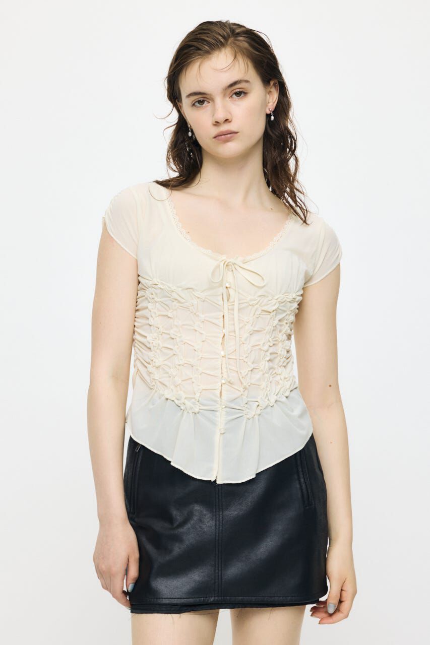 MOUSSY「RANDOM SHIRRING トップス」|Tシャツ・カットソー|O/WHT1