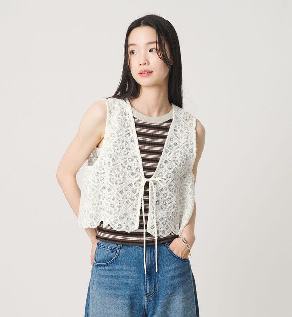 BEAUTY&YOUTH UNITED ARROWS「コードレース ショートベスト」|ベスト・ジレ|OFF WHITE