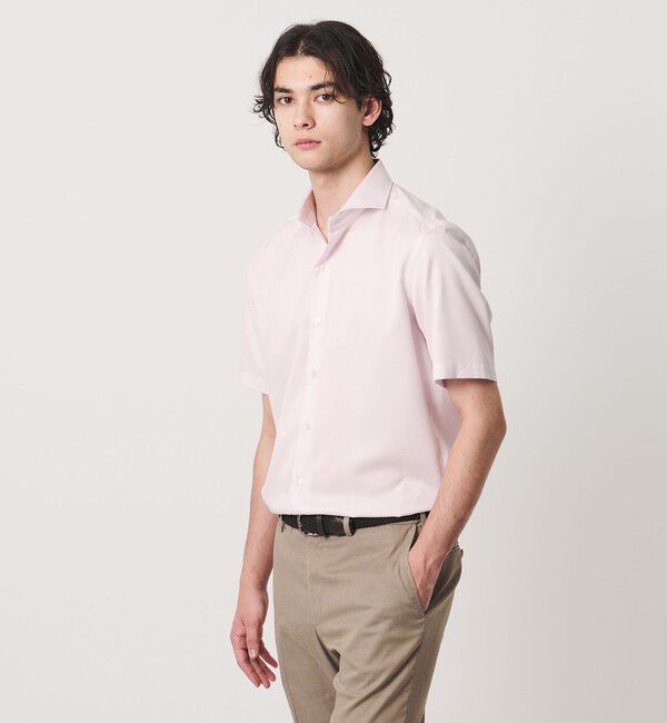 UNITED ARROWS「イージーケア AG パナマ ショートスリーブ カッタウェイカラーシャツ 抗菌防臭 通気性」|シャツ・ブラウス|LT.PINK