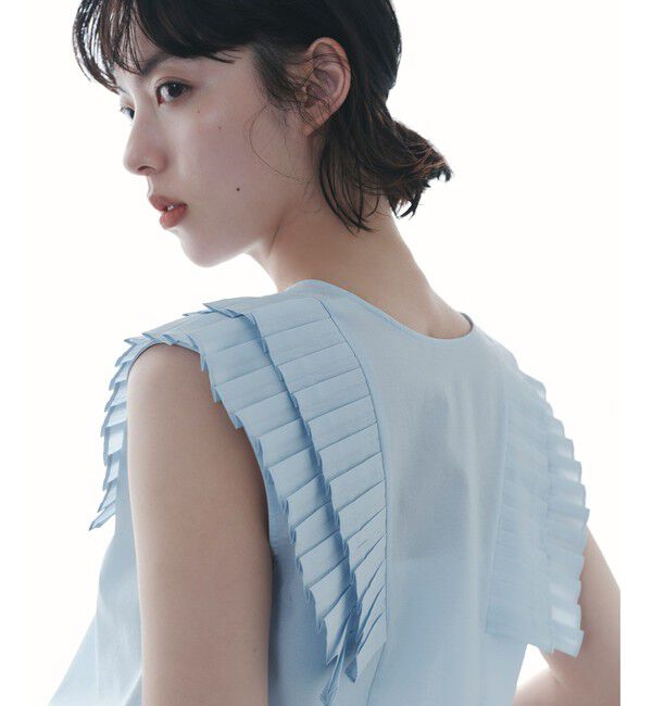 EMMEL REFINES「＜EMMEL REFINES＞EM MW カタプリーツ スキッパー ブラウス」|シャツ・ブラウス|LT.BLUE