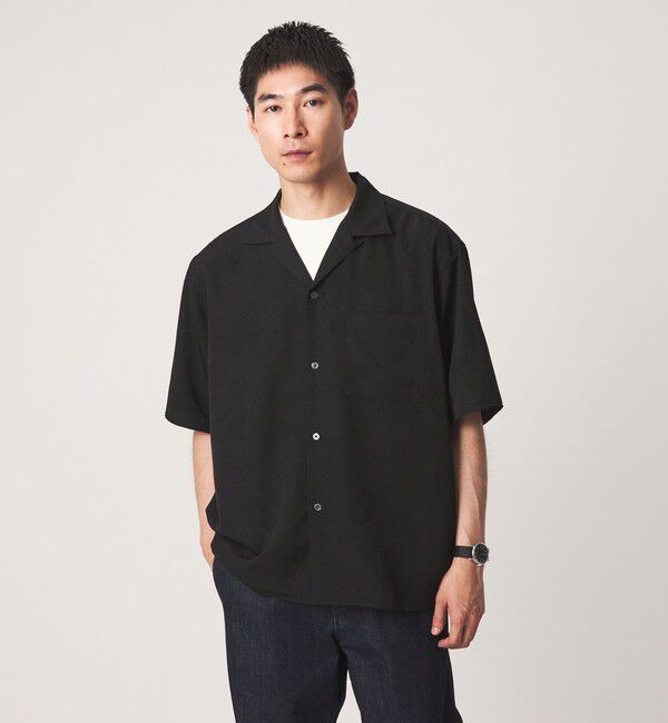 UNITED ARROWS green label relaxing「スラブ オープンカラー 半袖 シャツ」|シャツ・ブラウス|BLACK
