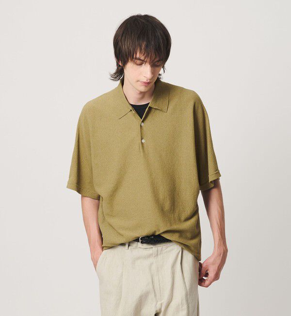 BEAUTY&YOUTH UNITED ARROWS「リネン ブリーズ ドルマン 3B ポロニット ウォッシャブル」|ニット・セーター|OLIVE