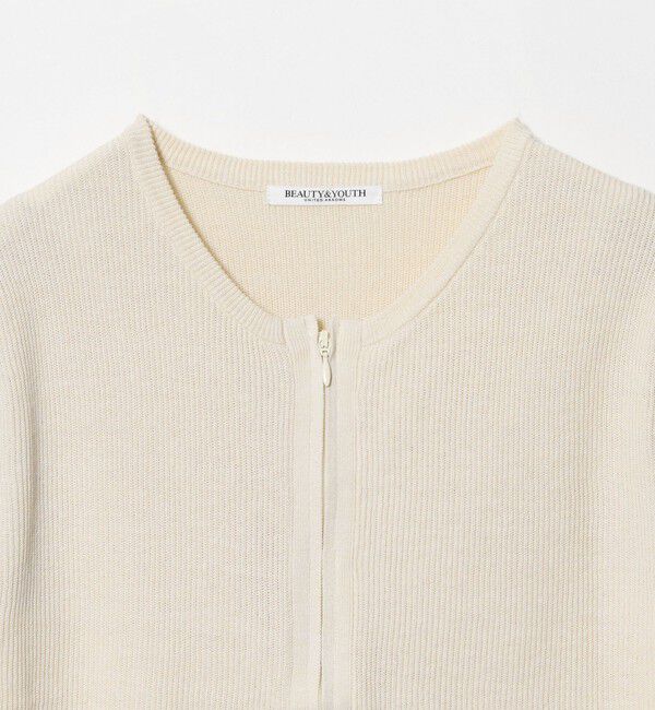 BEAUTY&YOUTH UNITED ARROWS「コットン ジップ クルーネック カーディガン ウォッシャブル」|カーディガン|