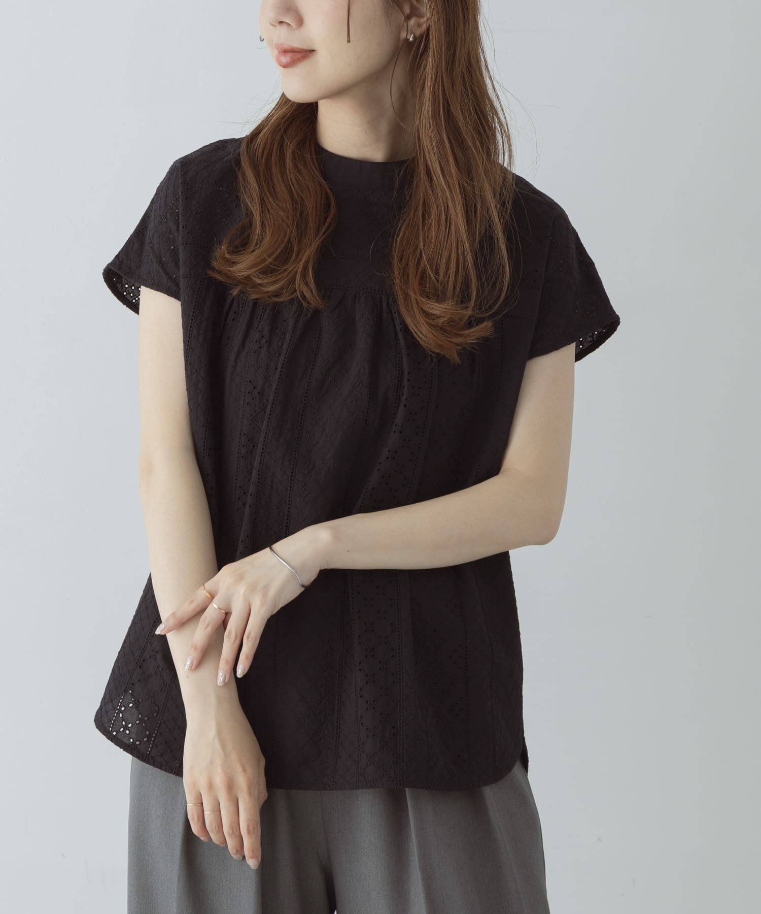 Sonny Label 「『WEB限定』バンドカラーコットンレースシャツ」|シャツ・ブラウス|