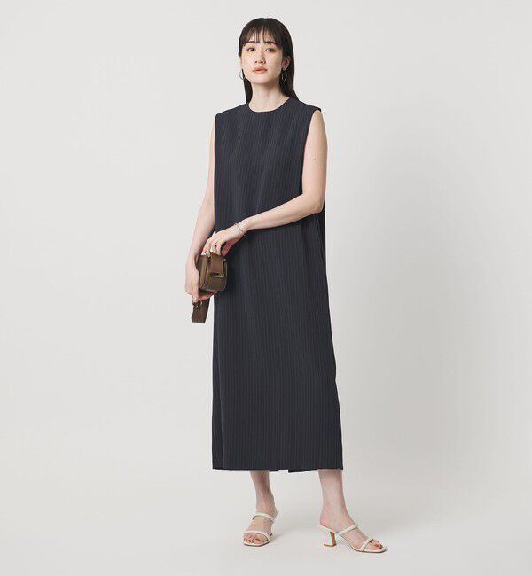 UNITED ARROWS「Drapy タック ノースリーブ ストライプ ワンピース ‐ウォッシャブル‐」|ワンピース|その他1