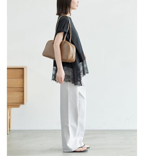 SLOBE IENA「《シリーズあり》レースコンビハーフスリーブカットソー」|Tシャツ・カットソー|