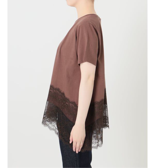 SLOBE IENA「《シリーズあり》レースコンビハーフスリーブカットソー」|Tシャツ・カットソー|
