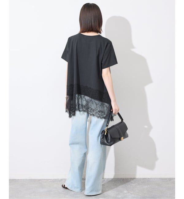 SLOBE IENA「《シリーズあり》レースコンビハーフスリーブカットソー」|Tシャツ・カットソー|