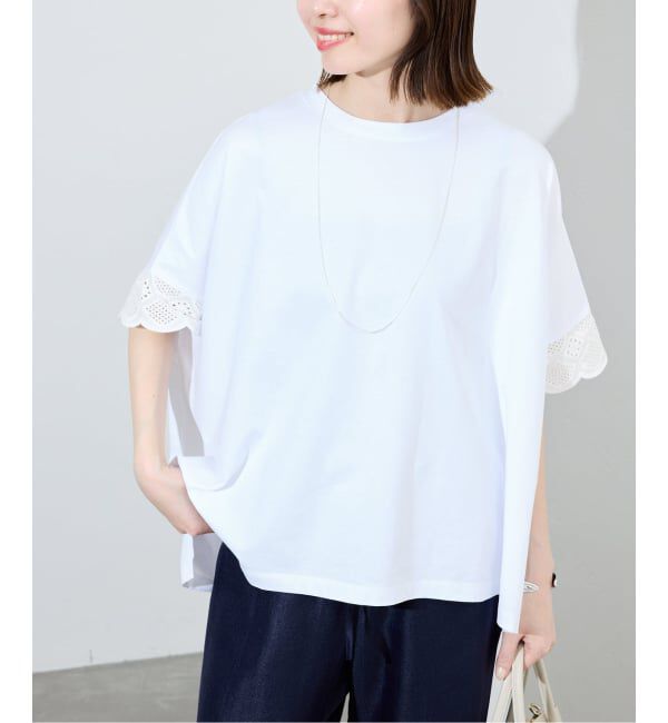 SLOBE IENA「《WEB限定/追加2予約》レースコンビニュアンスプルオーバー」|Tシャツ・カットソー|