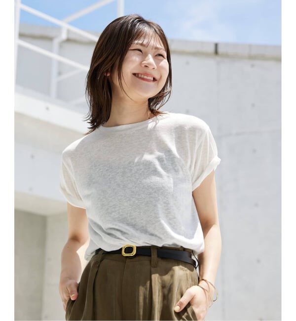 SLOBE IENA「《追加2》スラブ天竺5分袖TEE」|Tシャツ・カットソー|