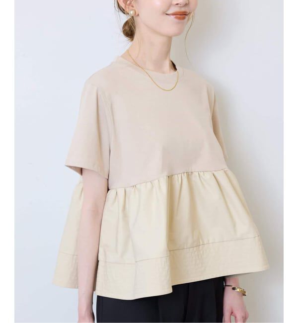 SLOBE IENA「《予約》ペプラムデザインカットソー」|Tシャツ・カットソー|ベージュ