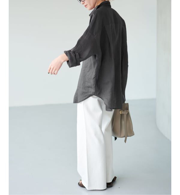 Spick and Span「《全15色 / 追加》 80リネンカシュクール ビッグシャツ」|シャツ・ブラウス|
