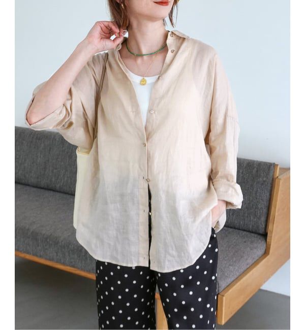 Spick and Span「《全15色 / 追加》 80リネンカシュクール ビッグシャツ」|シャツ・ブラウス|