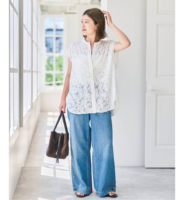 Spick and Span「シアージャガードフレンチシャツ」|シャツ・ブラウス|