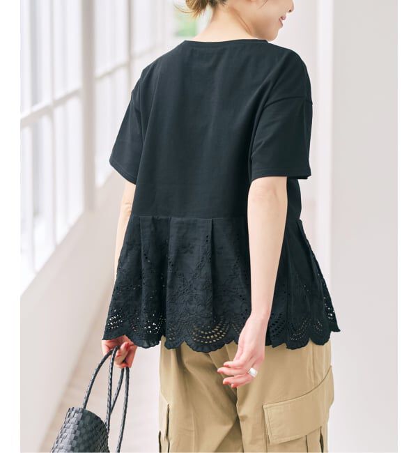 Spick and Span「《一部店舗+WEB限定 / 予約》カットワークレースペプラムTシャツ」|Tシャツ・カットソー|