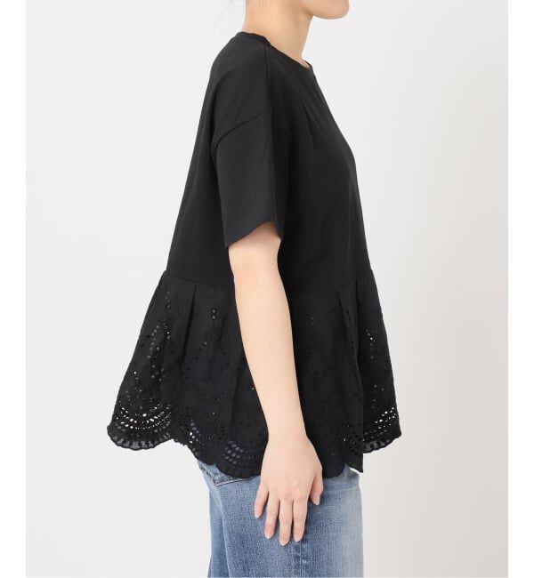 Spick and Span「《一部店舗+WEB限定 / 予約》カットワークレースペプラムTシャツ」|Tシャツ・カットソー|
