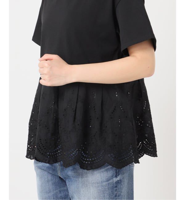 Spick and Span「《一部店舗+WEB限定 / 予約》カットワークレースペプラムTシャツ」|Tシャツ・カットソー|