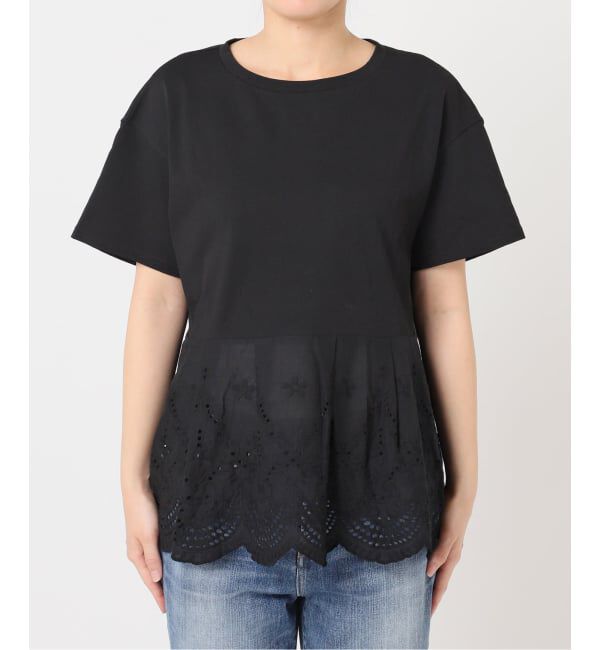 Spick and Span「《一部店舗+WEB限定 / 予約》カットワークレースペプラムTシャツ」|Tシャツ・カットソー|
