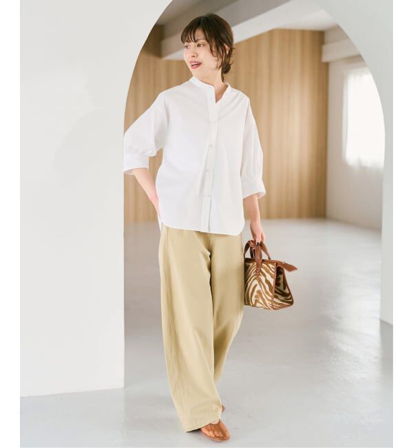 Spick and Span「《追加予約》パールボタンギャザースリーブシャツ」|シャツ・ブラウス|