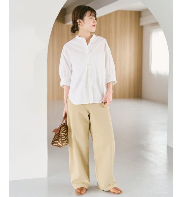 Spick and Span「《追加予約》パールボタンギャザースリーブシャツ」|シャツ・ブラウス|