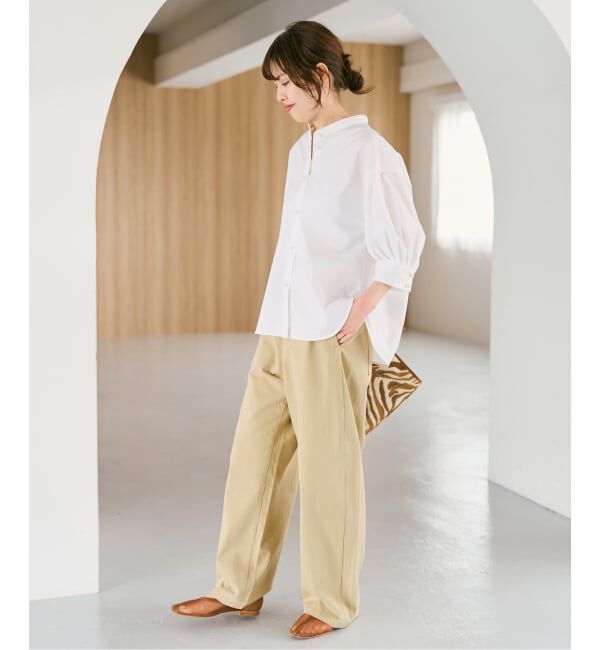 Spick and Span「《追加予約》パールボタンギャザースリーブシャツ」|シャツ・ブラウス|