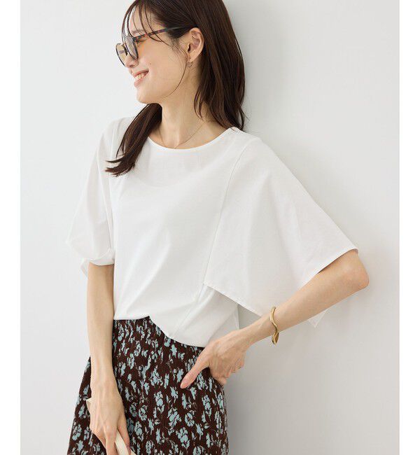 Rope&rsquo;Picnic「70シルケットハンカチスリーブトップス/UVカット・接触冷感」|Tシャツ・カットソー|