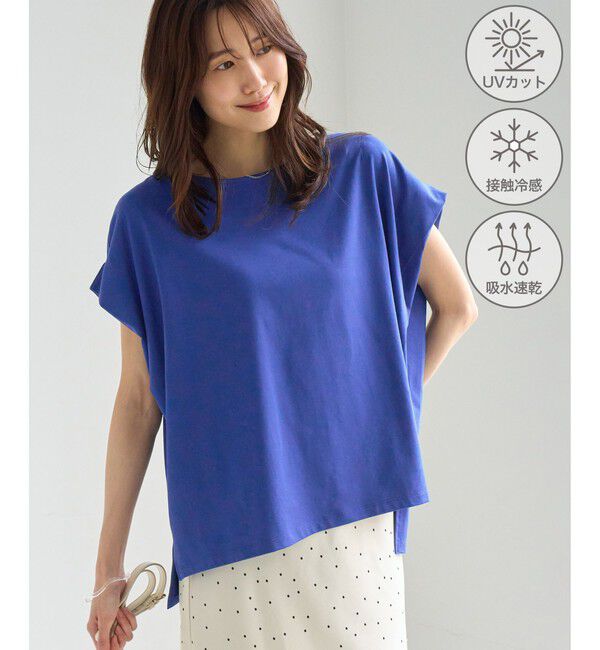 Rope&rsquo;Picnic「マルチファンクション二の腕すっきり見えカットトップス/UV・接触冷感・吸水速乾」|Tシャツ・カットソー|ブルー(44)