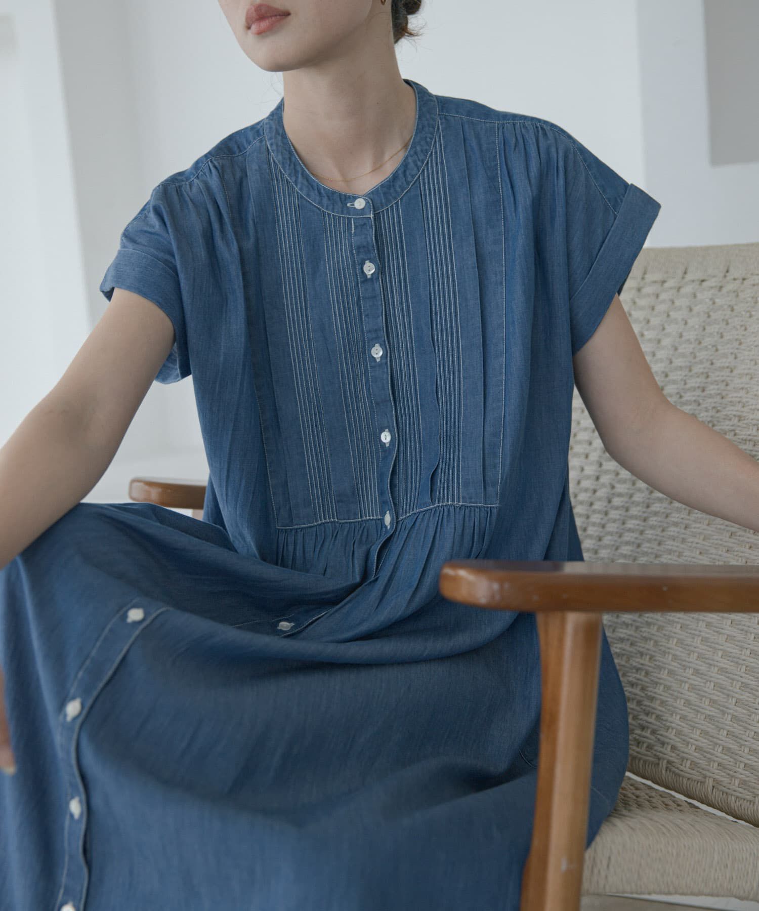 Sonny Label 「デニムピンタックヨークフレンチワンピース」|ワンピース|