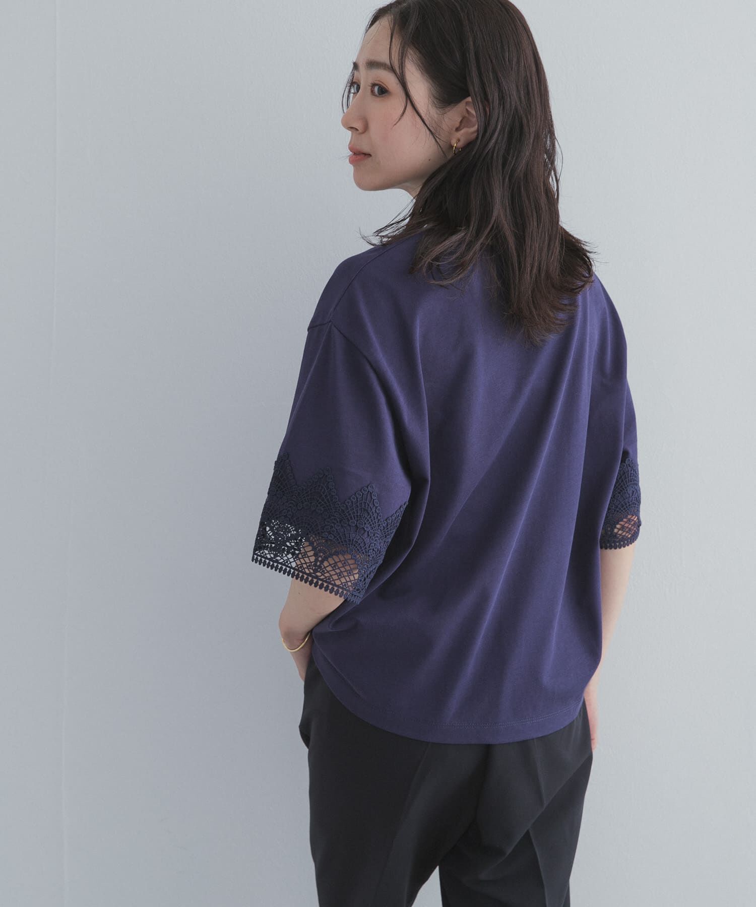 URBAN RESEARCH DOORS「レーススリーブTシャツ」|Tシャツ・カットソー|