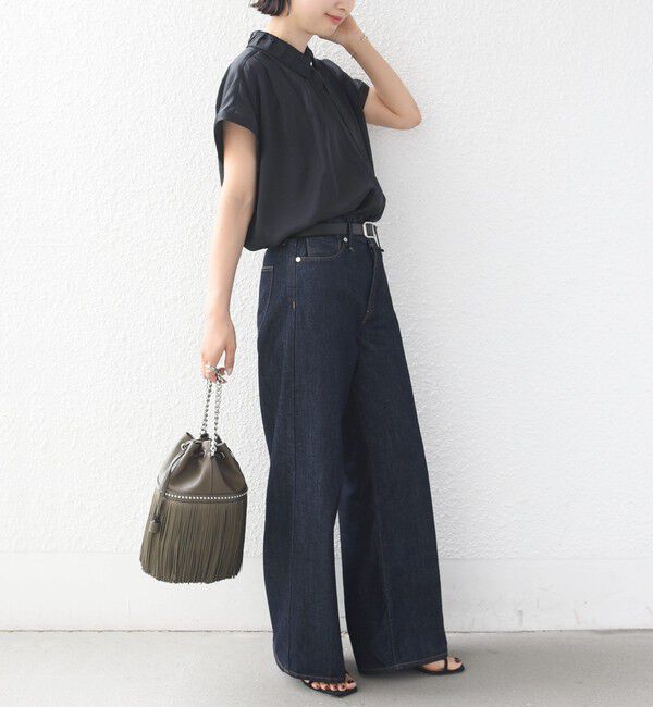 SHIPS for women「【WEB限定】〈手洗い可能〉サテン 襟 タック デザイン ブラウス」|シャツ・ブラウス|