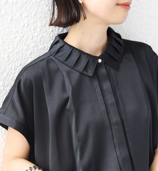 SHIPS for women「【WEB限定】〈手洗い可能〉サテン 襟 タック デザイン ブラウス」|シャツ・ブラウス|