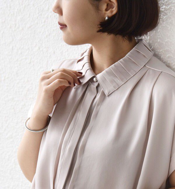 SHIPS for women「【WEB限定】〈手洗い可能〉サテン 襟 タック デザイン ブラウス」|シャツ・ブラウス|