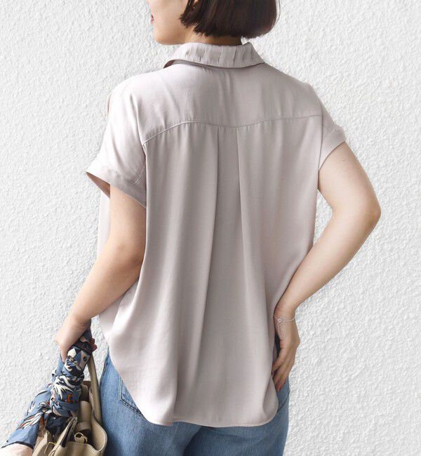 SHIPS for women「【WEB限定】〈手洗い可能〉サテン 襟 タック デザイン ブラウス」|シャツ・ブラウス|