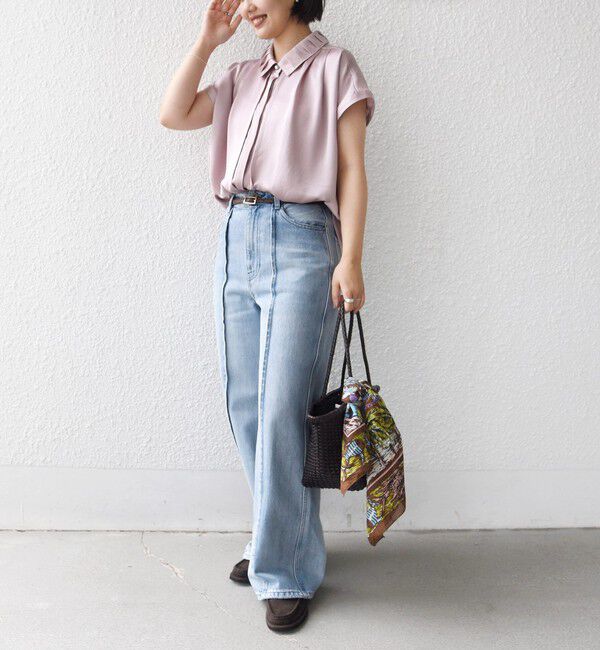 SHIPS for women「【WEB限定】〈手洗い可能〉サテン 襟 タック デザイン ブラウス」|シャツ・ブラウス|