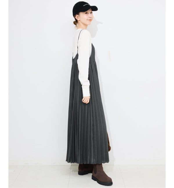 SLOBE IENA「《追加》パウダリーサテンプリーツキャミワンピース」|ワンピース|